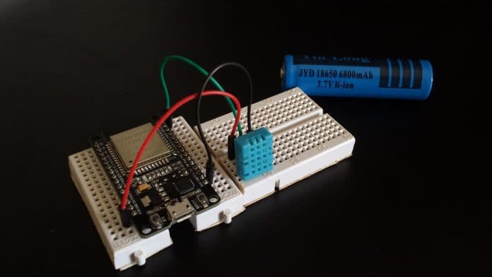 Protótipo simples do projeto portátil com bateria 18650.