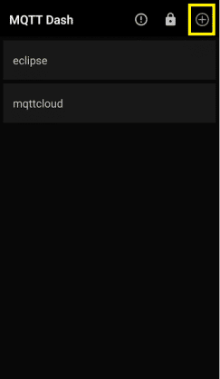 Tela inicial do MQTT Dash