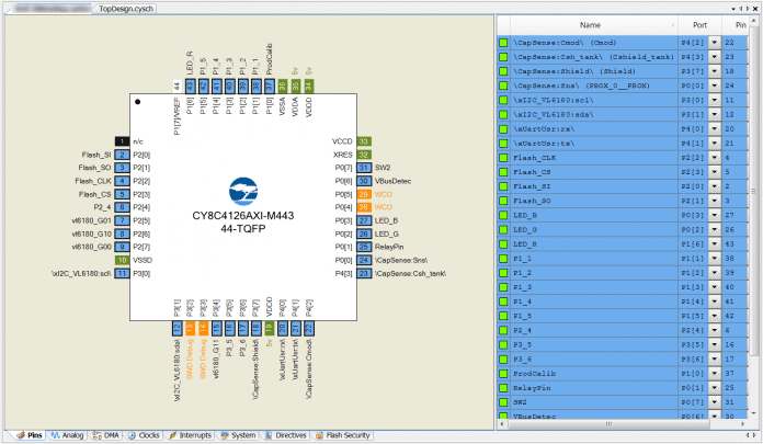 Ferramenta de configuração de recursos do PSoC.
