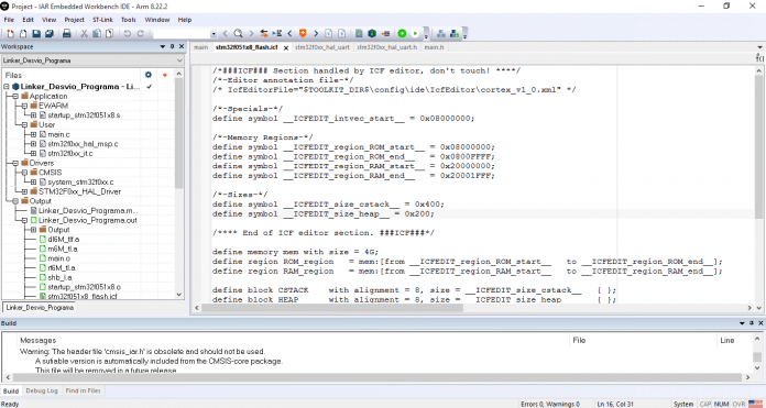 Arquivo ICF do Linker do IAR.