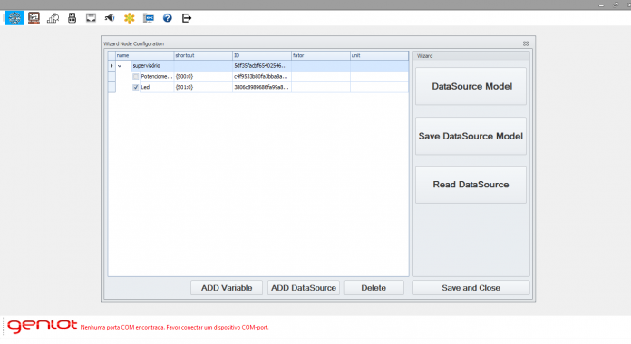 Configuração da Wizard no software geniot PRO industrial.
