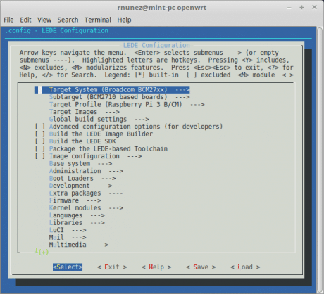 Configuração do OpenWrt para Raspberry Pi 3 como target .