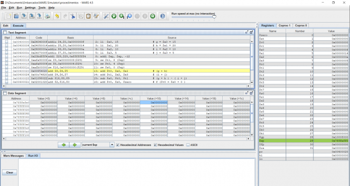 Procedimentos no Mars 10