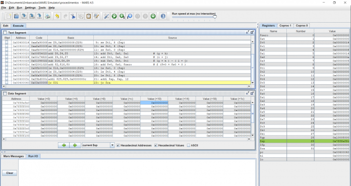 Procedimentos no Mars 18
