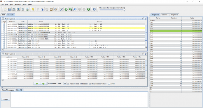 Procedimentos no Mars 3
