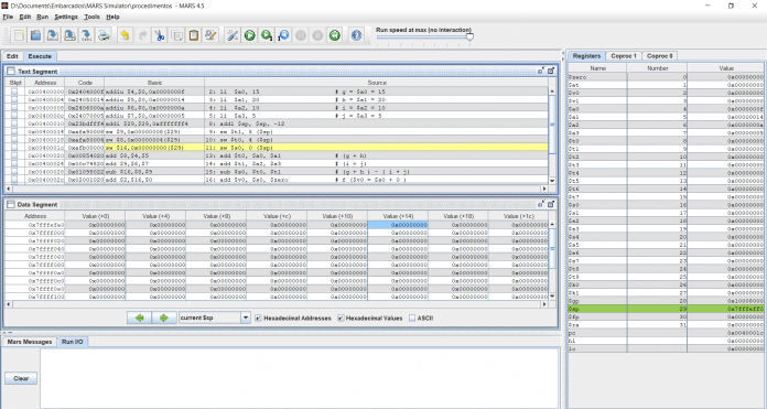 Procedimentos no MARS 8