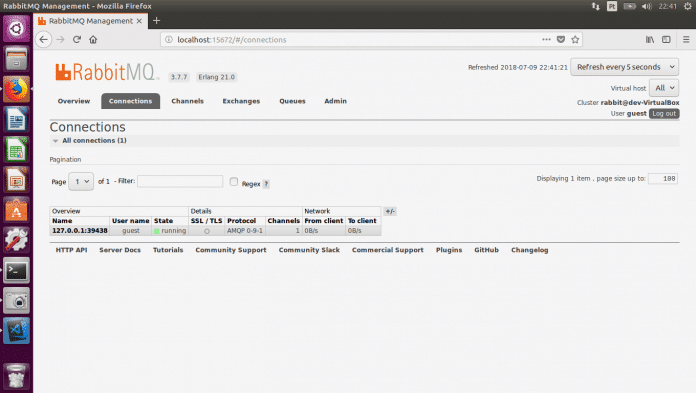 Exibição da Conexão do Cliente (Consumer) Conectados ao Broker.