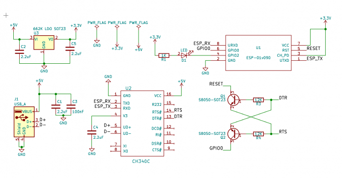 Circuito Gravador para ESP8266 USB.