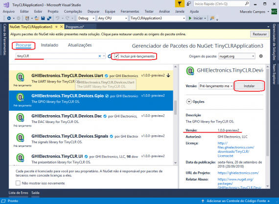 Gerenciamento de Pacotes NuGet