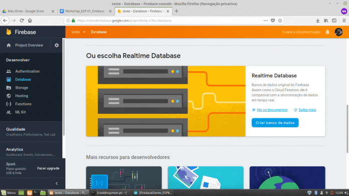 Página database do projeto.