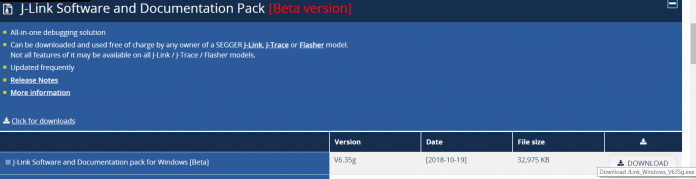 Download do pacote J-Link