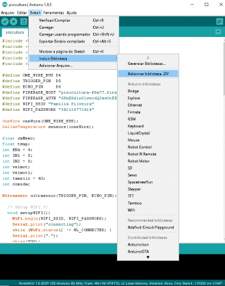 Menu para adicionar uma nova biblioteca .ZIP.