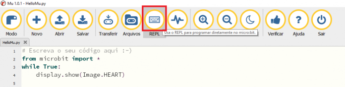 Uso do REPL através do Mu