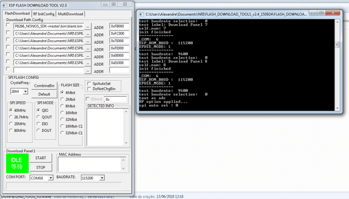 Tela da Download Flash Tool