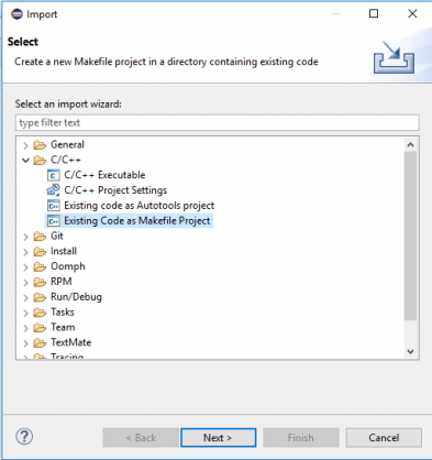 Parâmetros para importação do projeto