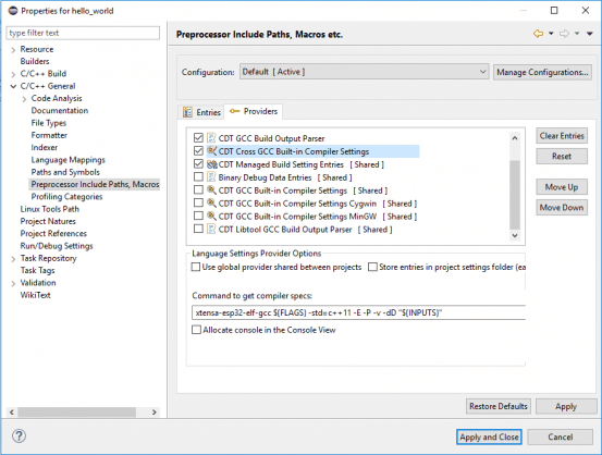 Modificando "Command to get compiler specs"
