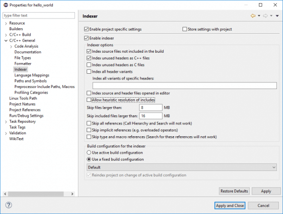 Configurando indexer