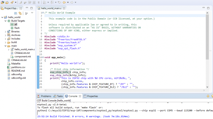 Projeto compilado sem erros