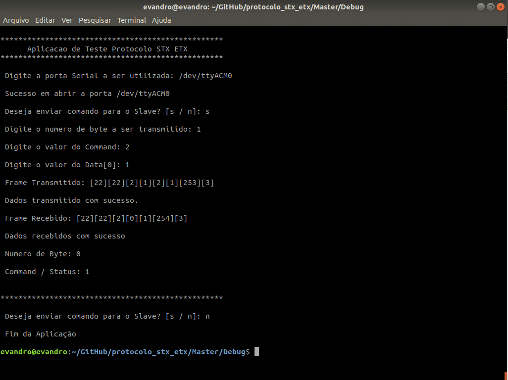 Comando para acionar o LED Azul