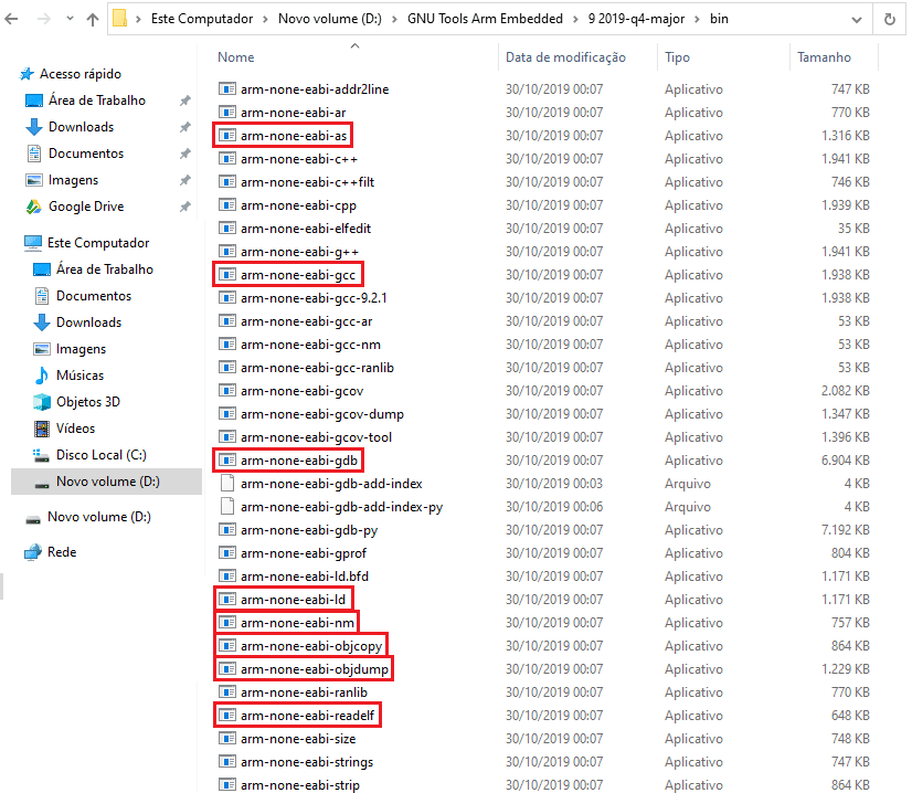 GCC - Arquivos binários importantes instalados no “host”