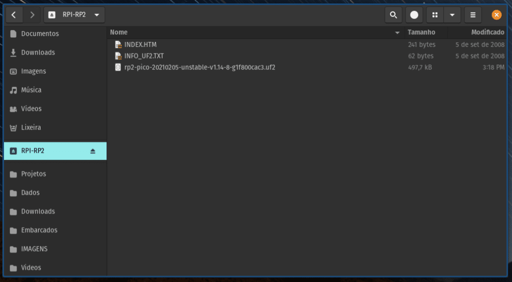 Programação da Raspberry Pi Pico